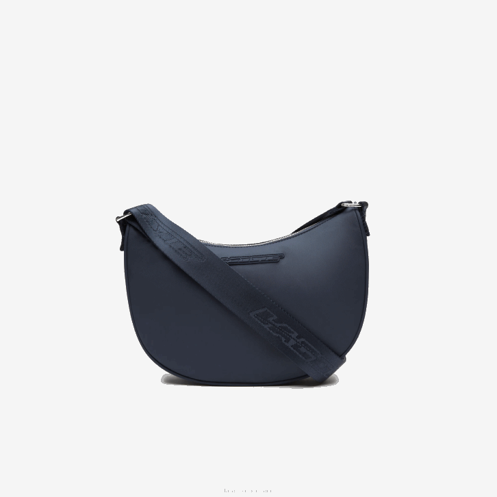 mulheres Lacoste azul nuit blanc m05 bolsa meia-lua com marca contrastante 08D02796
