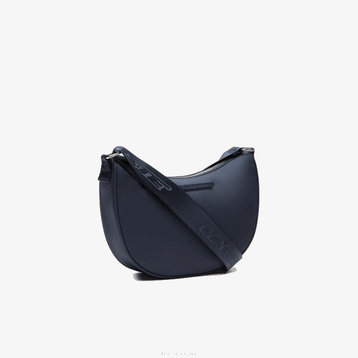 mulheres Lacoste azul nuit blanc m05 bolsa meia-lua com marca contrastante 08D02796