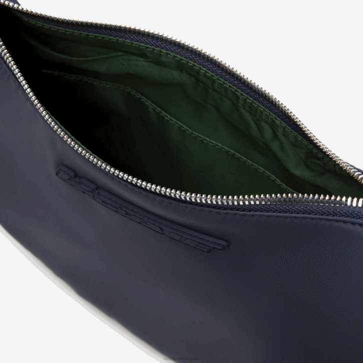 mulheres Lacoste azul nuit blanc m05 bolsa meia-lua com marca contrastante 08D02796