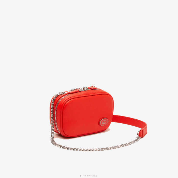 mulheres Lacoste corrida l41 bolsa de ombro quadrada de couro de grão superior 08D02789