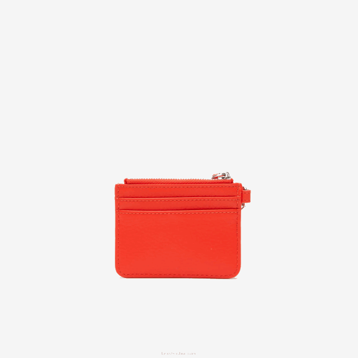 mulheres Lacoste corrida l41 porta-cartões de couro granulado com mosquetão 08D02809