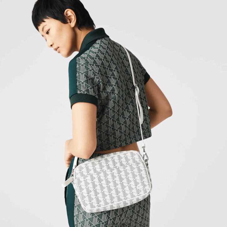 mulheres Lacoste farine sinople f89 bolsa cruzada monograma com zíper 08D02856