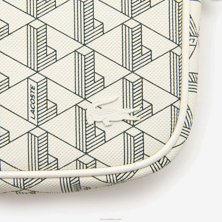 mulheres Lacoste farine sinople f89 bolsa cruzada monograma com zíper 08D02856