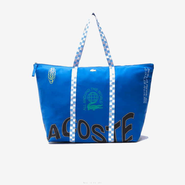 mulheres Lacoste marina allover l09 saco de fim de semana dobrável 08D02850