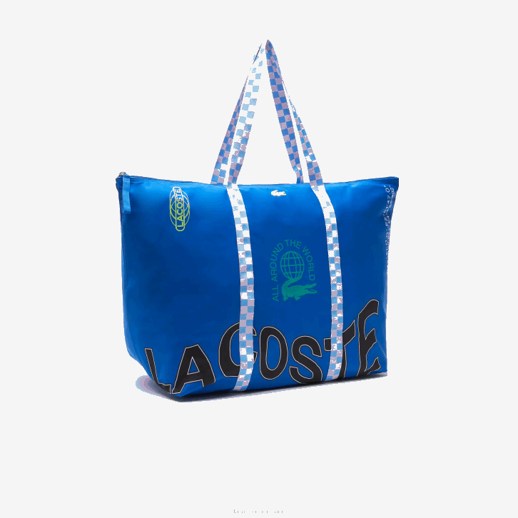 mulheres Lacoste marina allover l09 saco de fim de semana dobrável 08D02850
