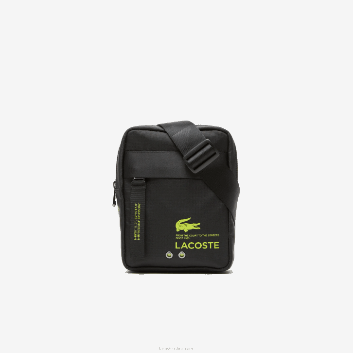 mulheres Lacoste noir cal k68 bolsa transversal com zíper vertical de marca 08D02090