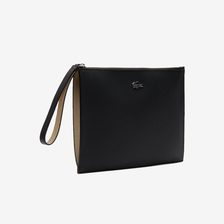 mulheres Lacoste noir krema a91 bolsa de lona piquê revestida anna com zíper 08D02817