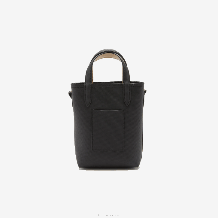 mulheres Lacoste noir krema a91 bolsa de ombro reversível anna signature petit pique 08D02871