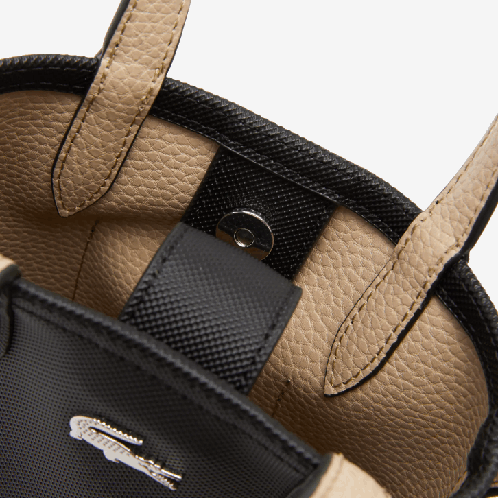 mulheres Lacoste noir krema a91 bolsa de ombro reversível anna signature petit pique 08D02871
