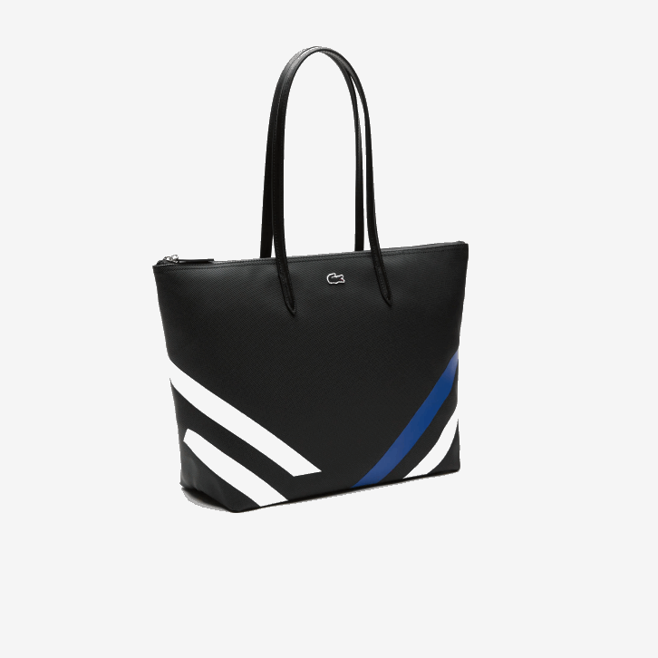 mulheres Lacoste noir marina blanc k35 sacola de compras com listras em blocos de cores contrastantes 08D02890