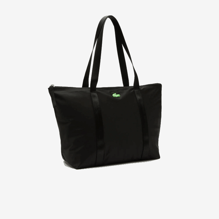mulheres Lacoste noir vert fluo k03 bolsa shopper de lona com alças grandes listradas izzie 08D02822