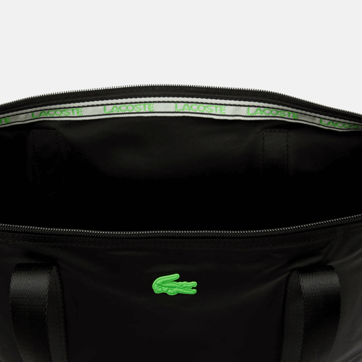 mulheres Lacoste noir vert fluo k03 bolsa shopper de lona com alças grandes listradas izzie 08D02822