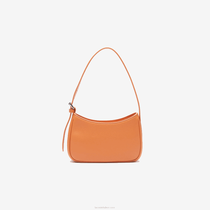 mulheres Lacoste poterie k20 bolsa de ombro em couro granulado com placa de metal 08D02855