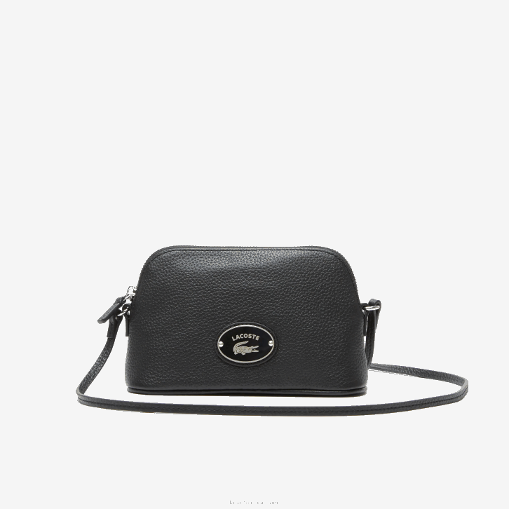 mulheres Lacoste preto 000 bolsa crossover cúpula de couro granulado 08D02864