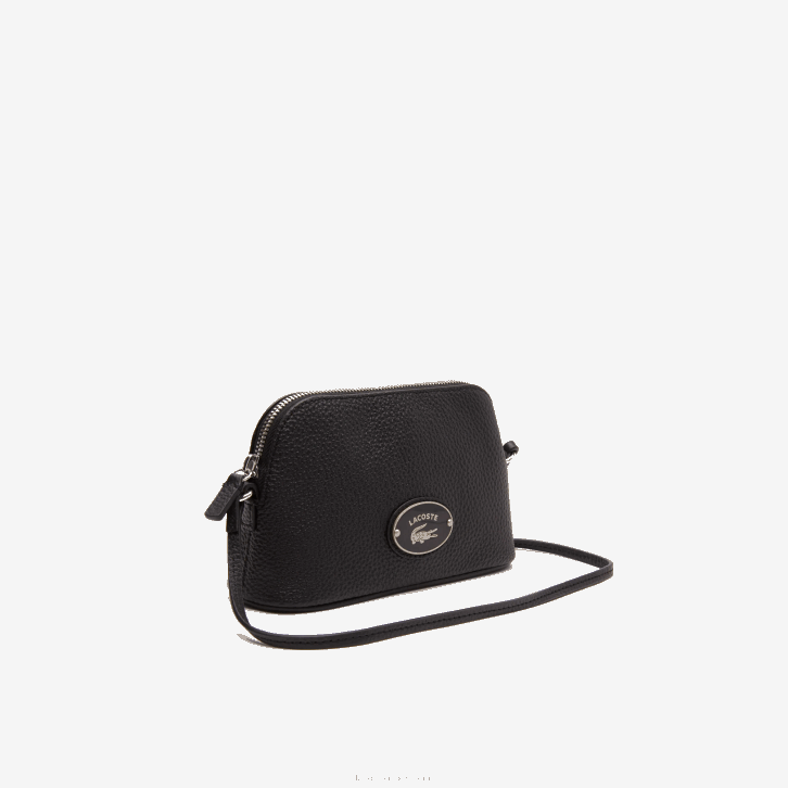 mulheres Lacoste preto 000 bolsa crossover cúpula de couro granulado 08D02864