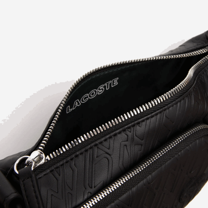 mulheres Lacoste preto 000 bolsa de ombro com estampa de logo - pequena 08D01964