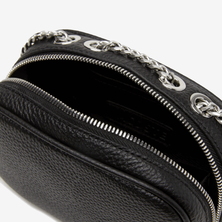 mulheres Lacoste preto 000 bolsa de ombro quadrada de couro de grão superior 08D02788