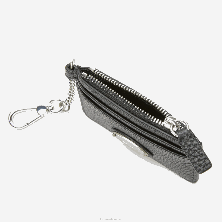 mulheres Lacoste preto 000 porta-cartões de couro granulado com mosquetão 08D02810
