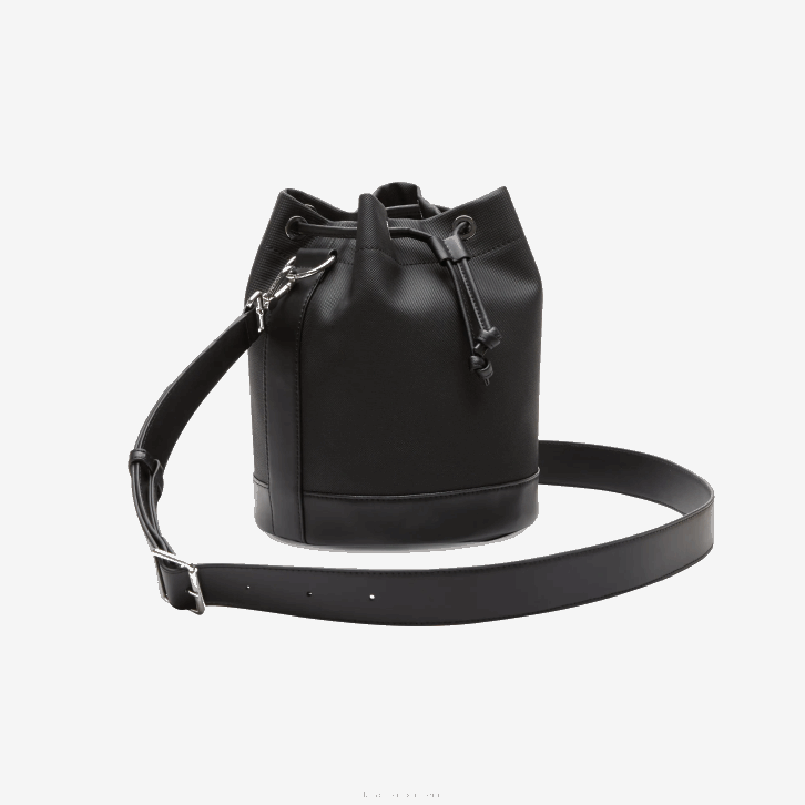 mulheres Lacoste preto 000 saco de balde de alça destacável 08D02860