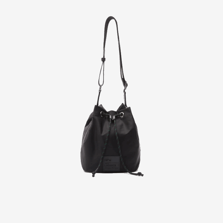 mulheres Lacoste preto 000 saco de balde de patch de assinatura 08D02876