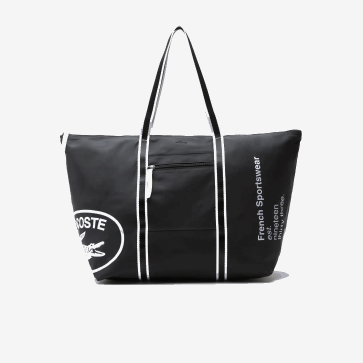 mulheres Lacoste preto branco 279 bolsa de fim de semana dobrável com estampa contrastante 08D02839