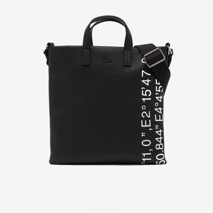 mulheres Lacoste preto branco 279 saco de compras de coordenadas geográficas de contraste 08D02829