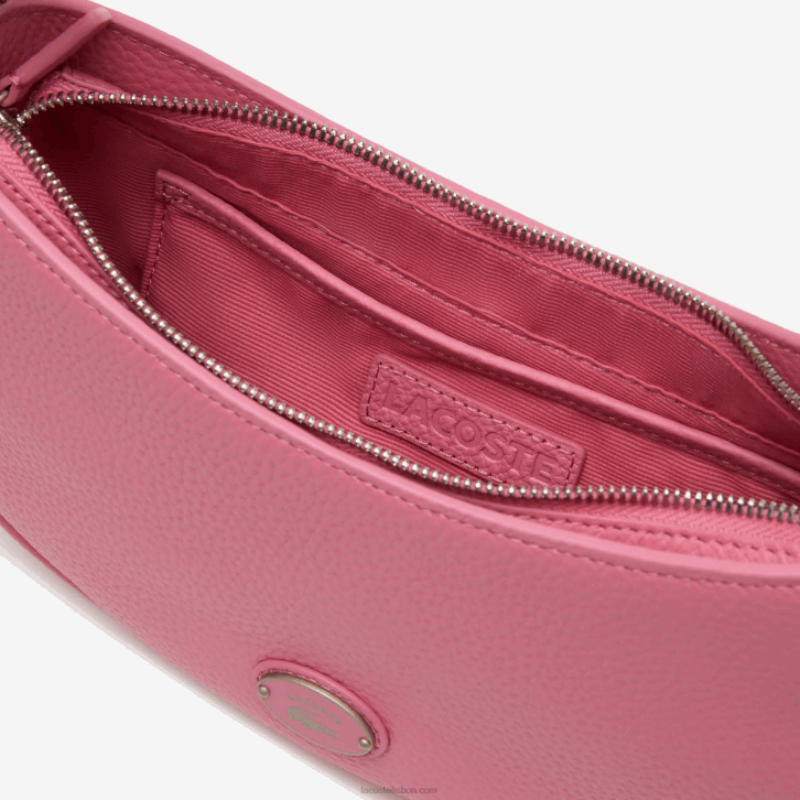mulheres Lacoste reseda l39 bolsa meia-lua de couro de grão superior 08D02792