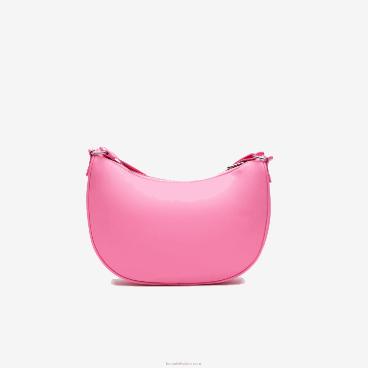 mulheres Lacoste rosa selvagem corrida m00 bolsa meia-lua com marca contrastante 08D02797
