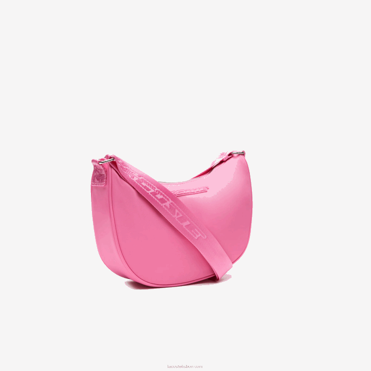 mulheres Lacoste rosa selvagem corrida m00 bolsa meia-lua com marca contrastante 08D02797