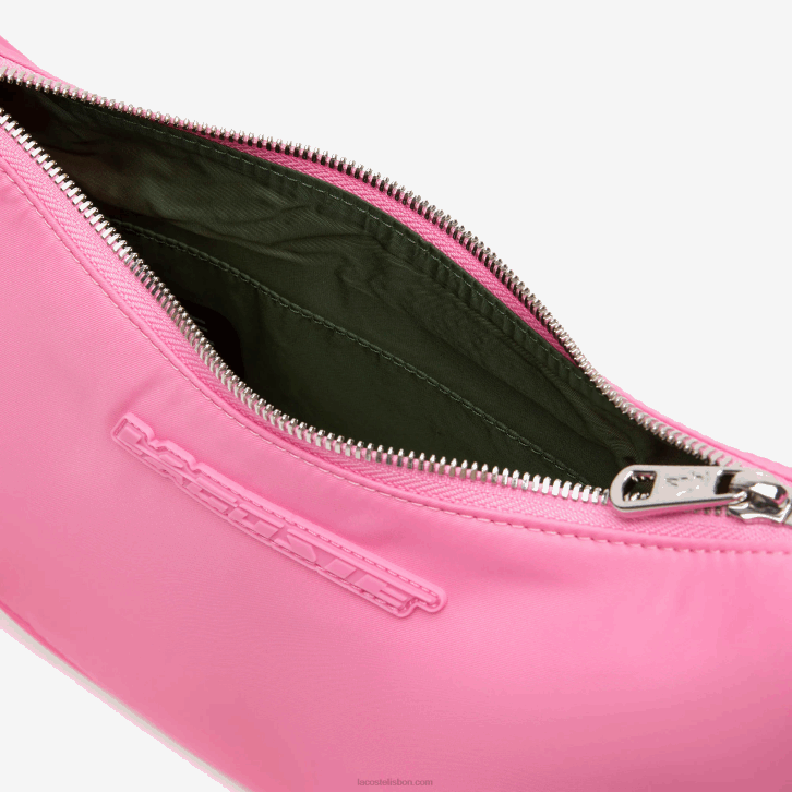 mulheres Lacoste rosa selvagem corrida m00 bolsa meia-lua com marca contrastante 08D02797