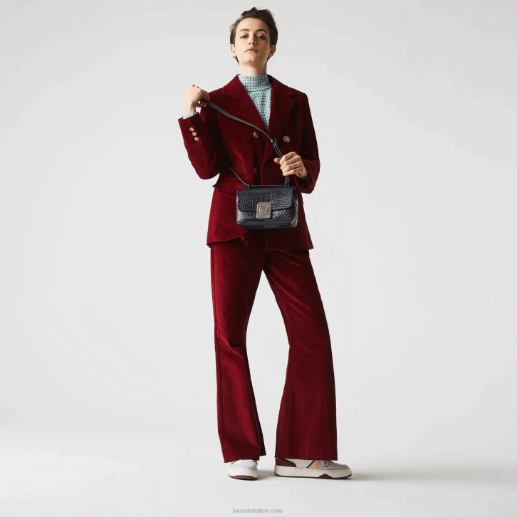 mulheres Lacoste safira escura b88 bolsa de couro gravada com fecho de metal amelia 08D02832