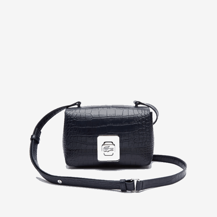 mulheres Lacoste safira escura b88 bolsa de couro gravada com fecho de metal amelia 08D02832