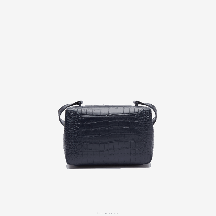 mulheres Lacoste safira escura b88 bolsa de couro gravada com fecho de metal amelia 08D02832
