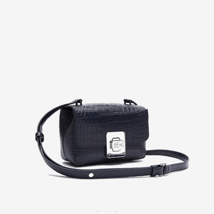 mulheres Lacoste safira escura b88 bolsa de couro gravada com fecho de metal amelia 08D02832