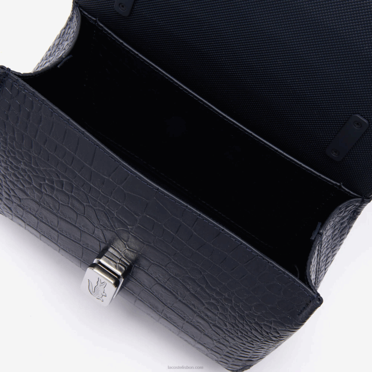mulheres Lacoste safira escura b88 bolsa de couro gravada com fecho de metal amelia 08D02832