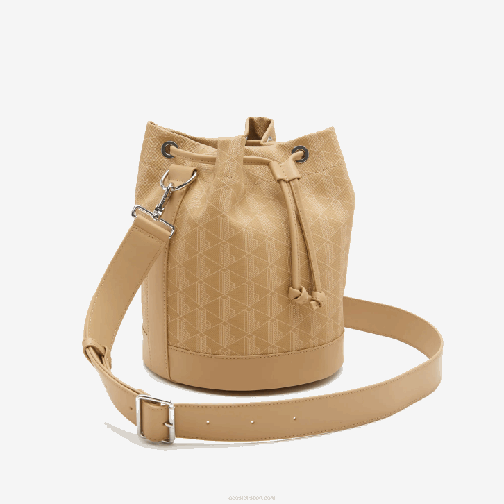 mulheres Lacoste viennois bege l01 bolsa balde com estampa de monograma 08D02869