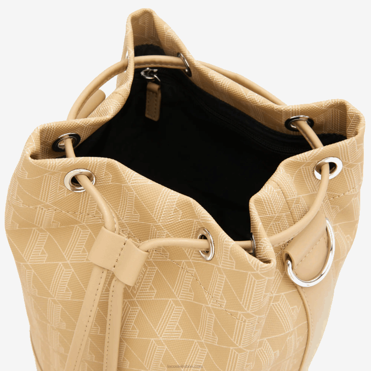 mulheres Lacoste viennois bege l01 bolsa balde com estampa de monograma 08D02869
