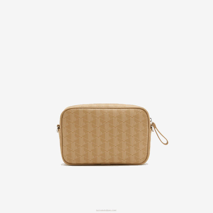 mulheres Lacoste viennois bege l01 bolsa cruzada monograma com zíper 08D02857