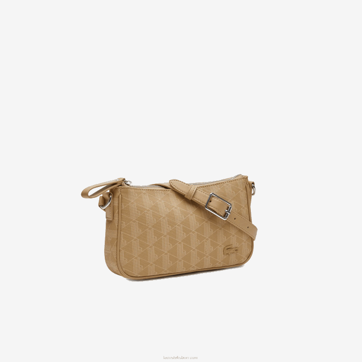 mulheres Lacoste viennois bege l01 bolsa transversal com estampa monograma 08D02801