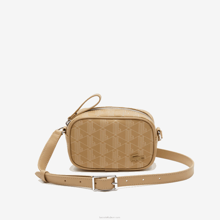 mulheres Lacoste viennois bege l01 bolsa transversal pequena com estampa de monograma 08D02794