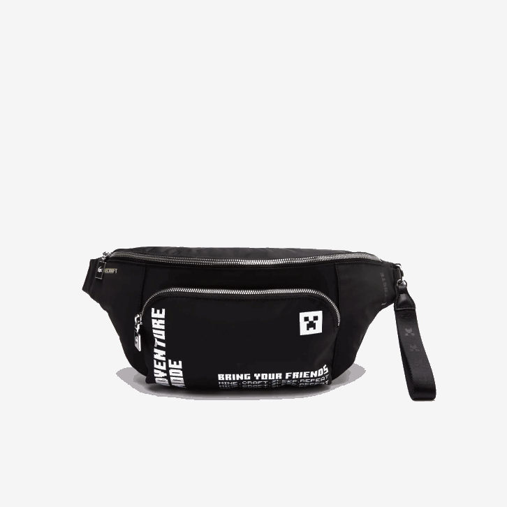 mulheresminecraft noir blanc k00 bolsa de cintura de nylon leve com zíper lacoste x minecraft 08D02849