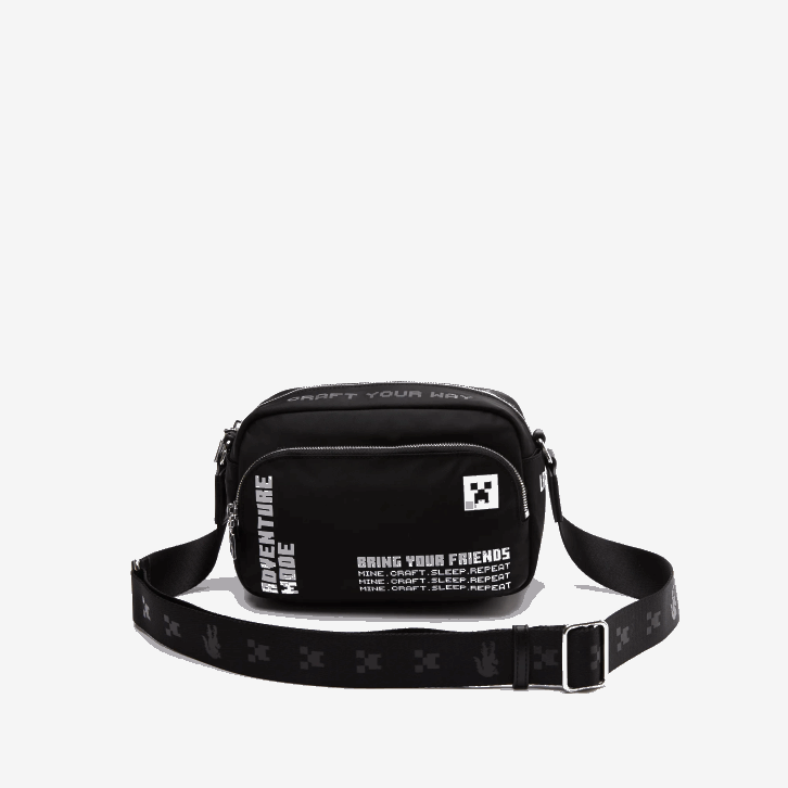 mulheresminecraft noir blanc k00 bolsa de ombro com estampa de nylon lacoste x minecraft 08D02838
