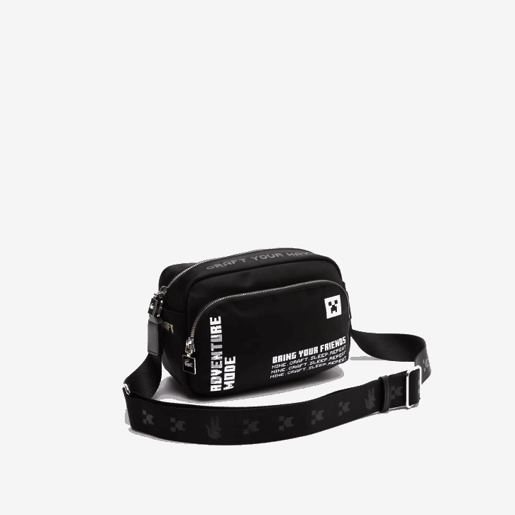 mulheresminecraft noir blanc k00 bolsa de ombro com estampa de nylon lacoste x minecraft 08D02838