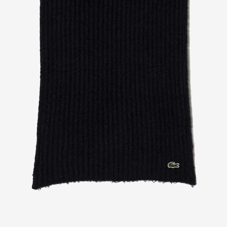 mulheres Lacoste azul marinho 166 grande cachecol de lã com nervuras 08D02912