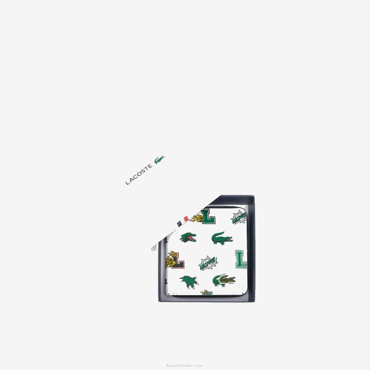 mulheres Lacoste blanc croc l05 carteira pequena com zíper com estampa de quadrinhos 08D02893