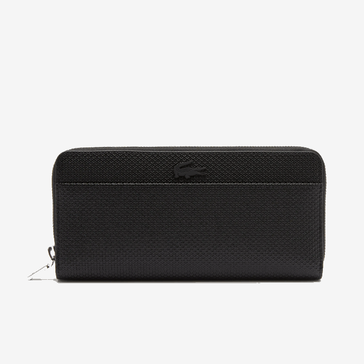 mulheres Lacoste preto 000 carteira grande chantaco couro piquê com zíper 08D02891