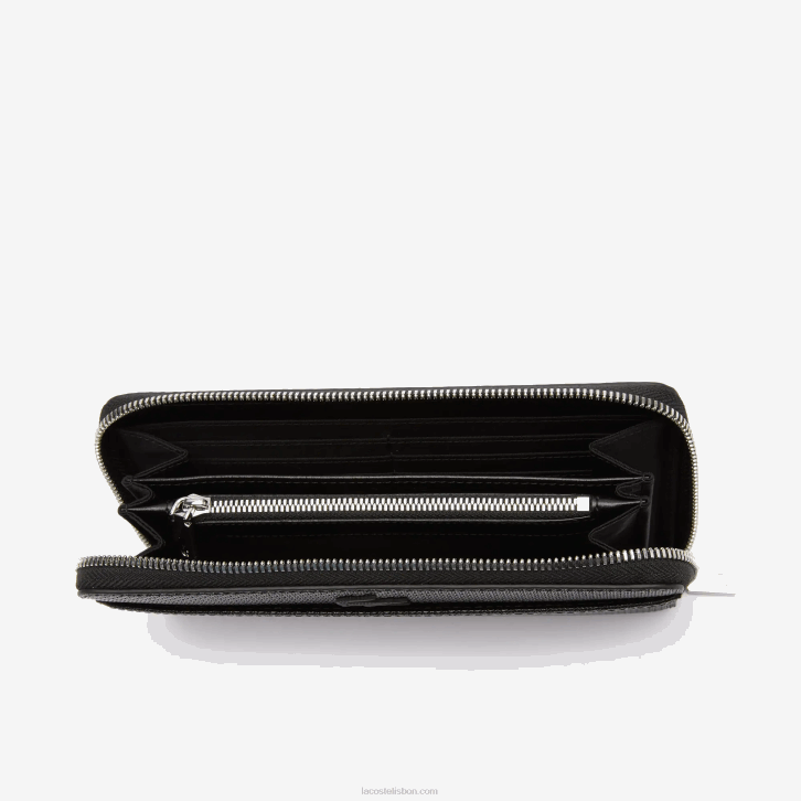 mulheres Lacoste preto 000 carteira grande chantaco couro piquê com zíper 08D02891