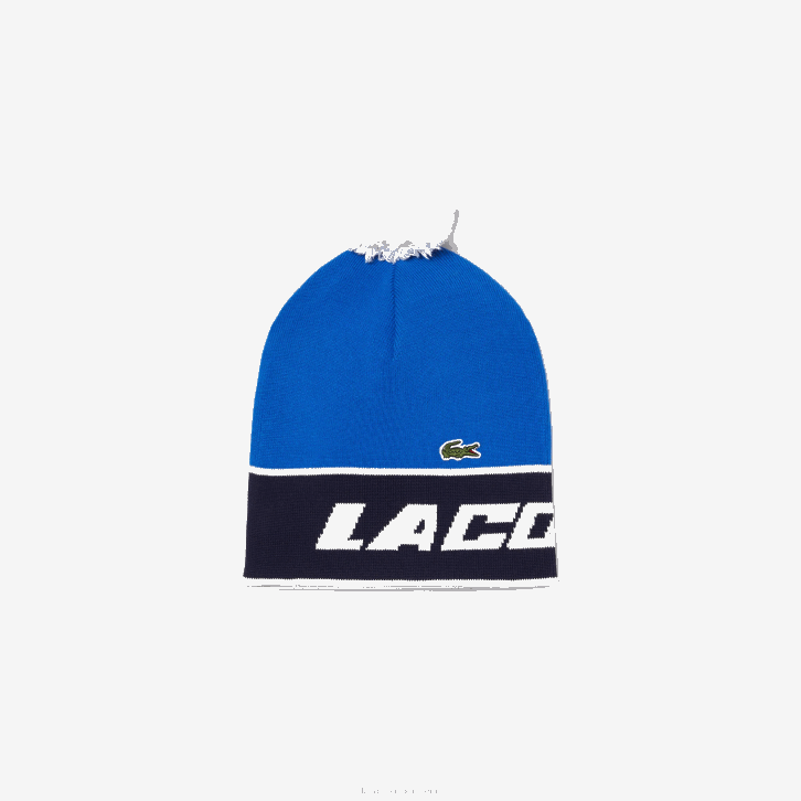 mulheres Lacoste azul marinho branco st1 pompom e gorro color block 08D02914
