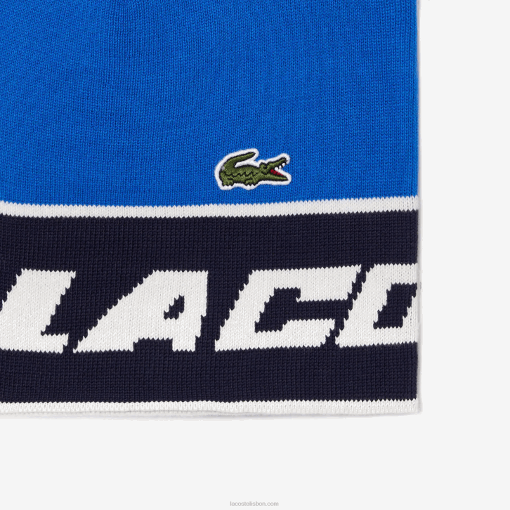mulheres Lacoste azul marinho branco st1 pompom e gorro color block 08D02914