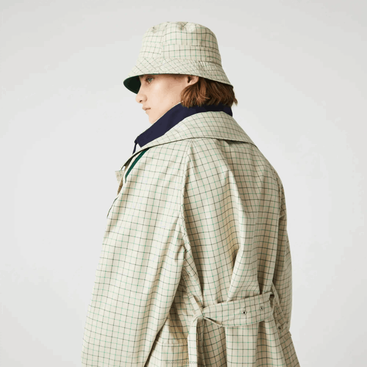 mulheres Lacoste bege verde epp Heritage reversível sólido ou balde de verificação 08D02929